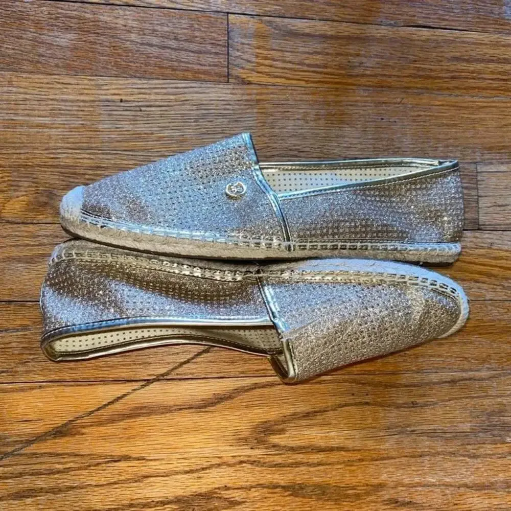 Michael Kors 10M Kendrick Glitter Mesh Espadrille Flats